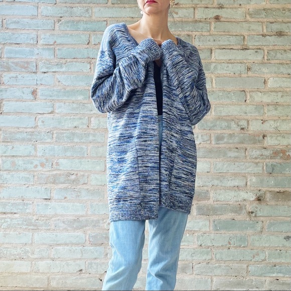 Cheap Monday Cardigan Dream WKND Oversized Long Blue Marled Grandpa Sweater S - Picture 13 of 15